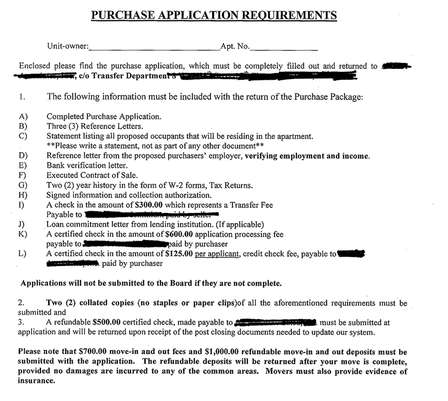 What is NYC Condos Sales-Purchase Application?